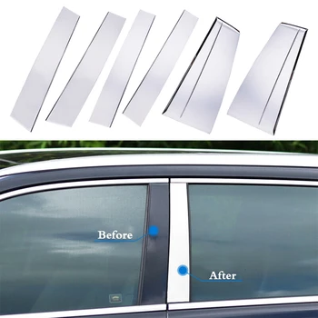 

beler Stainless Steel 6PCS Chrome Pillar Post Door Trim Molding Garnish Strip fit for Toyota Highlander 2015 2016 2017 2018