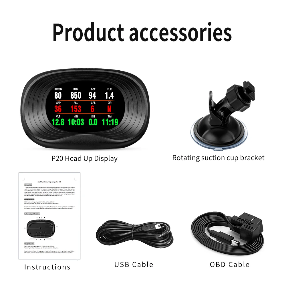 WiiYii P20  HUD GPS ׺̼ OBD2 ĳ, º ǻ,  ̺ GPS ׺̼ ӵ , 2  1