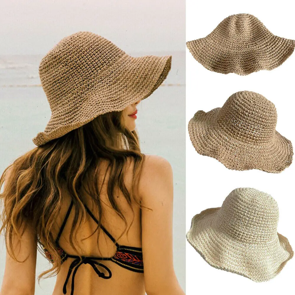 Boho Style Bow Sun Hat Wide Brim Floppy Summer Hats For Women Beach Panama Straw Dome Bucket Hat Femme Shade Hat