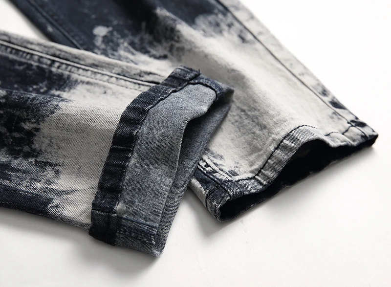Осенние обтягивающие джинсы, мужские классические дизайнерские джинсы, мужские высококачественные тонкие отбеливающие джинсы, джинсовые штаны с эластичным поясом