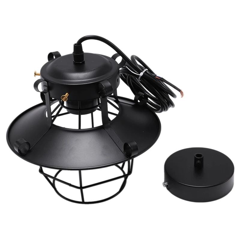 1 Pcs Black Ceiling Light Loft Retro Industrial Metal Cage Ceiling Light Pendant Lamp Fixture Iron Art