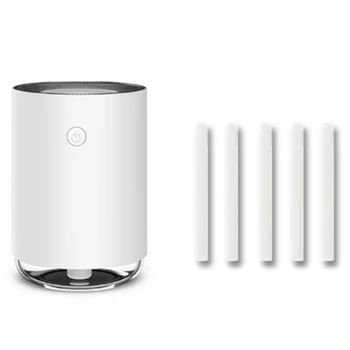 

HOT！-Humidifier Atmosphere Lights Car Essential Oil Diffuser USB Aroma Diffuser with 5Pcs Sponge Stick(White)