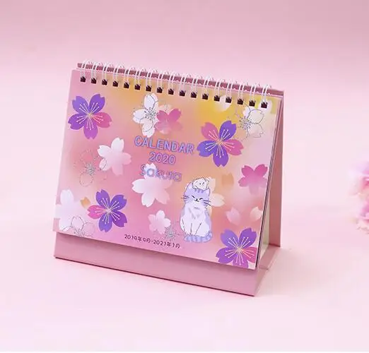 9-,12 каваи вишневый цвет Сакура Настольный календарь планировщик настольная подставка календаарио подарок на день рождения канцелярские принадлежности - Цвет: B
