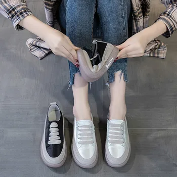 

Women Loafers Leather Flat Black Sneakers Casual Lazy Shoes for Women Autumn Low Heels Genuine Leather Soft Flat Women Handmade