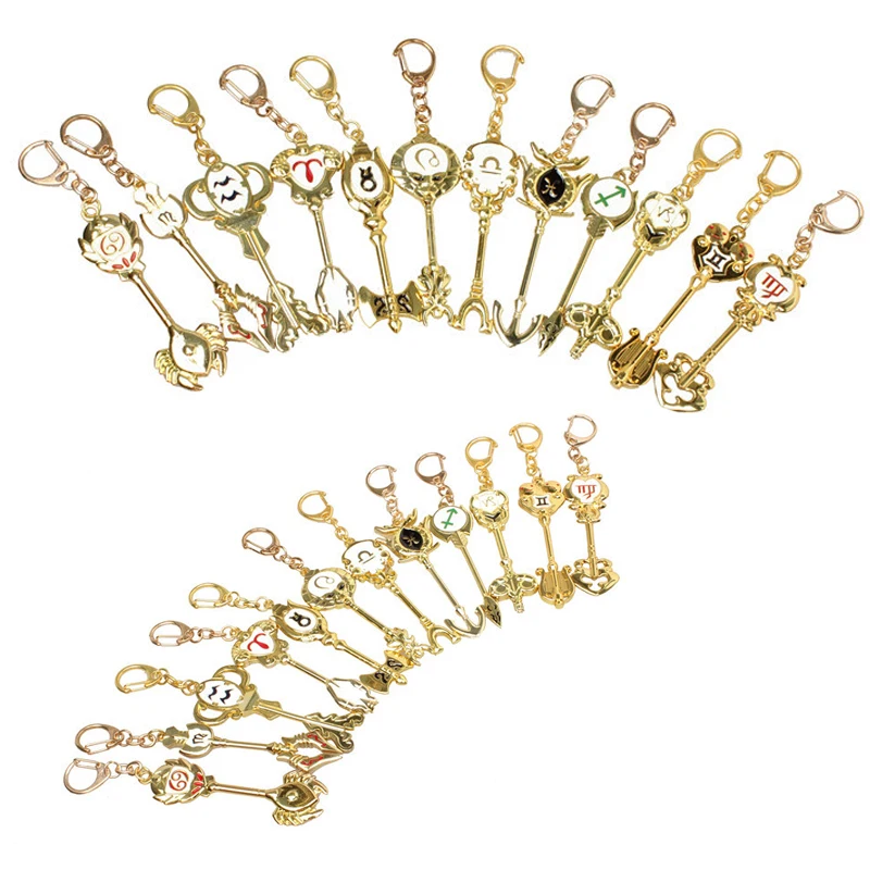 Fashion Fairy Tail Key Chains ZODIAC Star Spirit Magician Lucy summons Key Ring Twelve Constellation KEYCHAIN Cosplay Gift