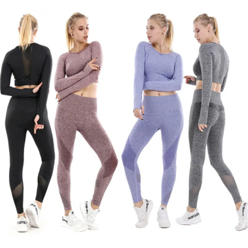 Ropa Deportiva Mujer комплект для йоги тренировочный костюм рубашка с длинными рукавами