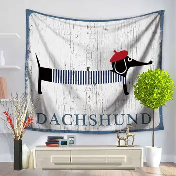 

Hanging Wall Tapestry Animal Dachshund Bulldog Hippie Tapestry Wall Fabric Wood Crack Farmhouse Decor Home Dorm Wall Carpet Yoga