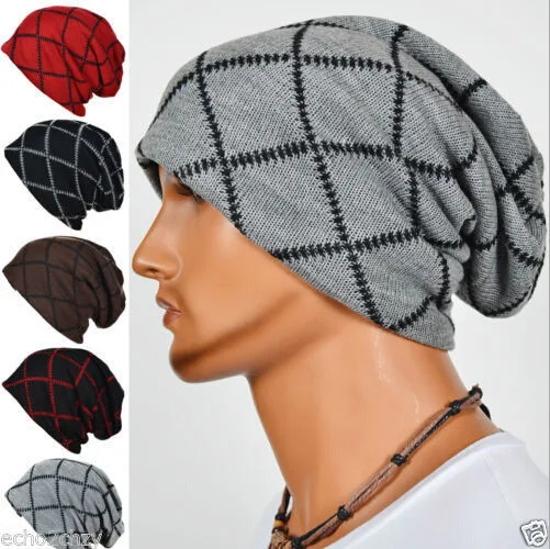 

Free shipping, Korean fashion trend woolen hat outdoor striped diamond cap winter hip-hop knitted hat