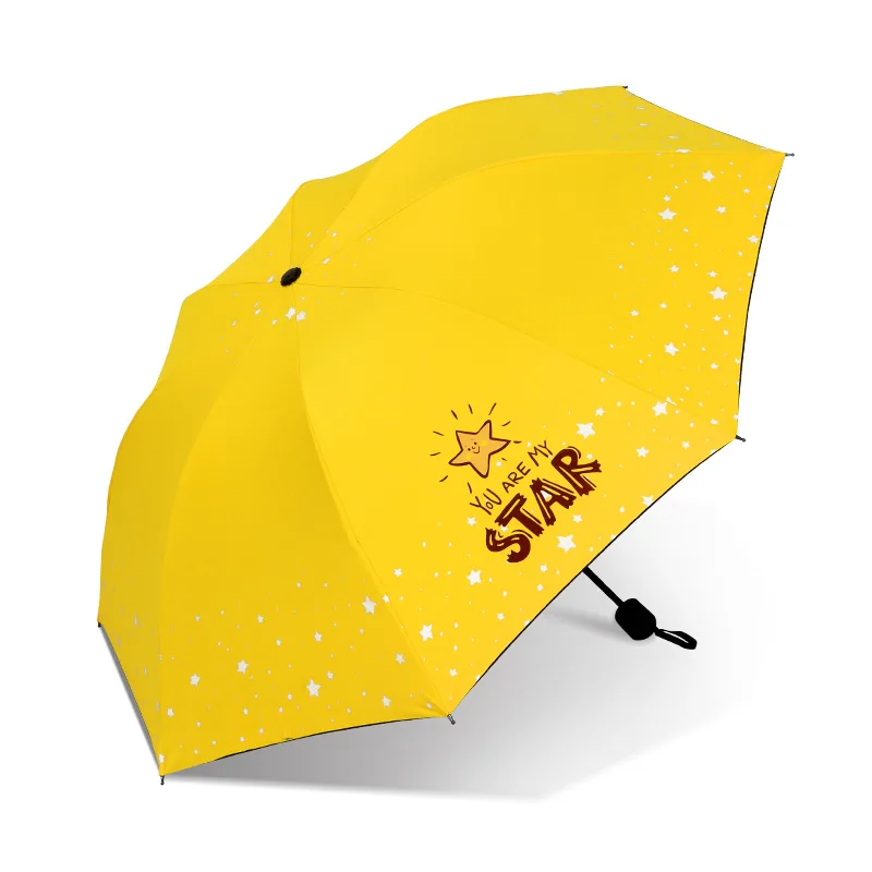 

Yu bao Cartoon Hipster Parasol Rain Or Shine Dual Purpose Vinyl Umbrella Sun-resistant UV-Protection Customizable Logo
