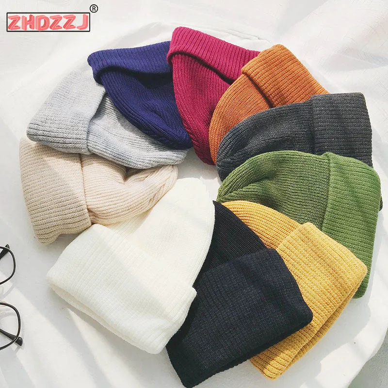 

Casual Hip Hop Knitted Winter Cap for Women Acrylic Cap for Men Solid Color Unisex Cap for Warmth Elastic Hats multiple colour