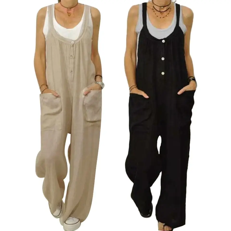 khaki linen dungarees