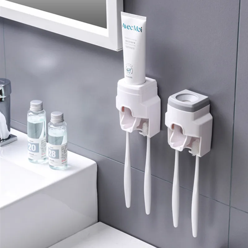 New Automatic Wall Mount Toothpaste Dispenser Dust-proof Stand Squeezer Bathroom 