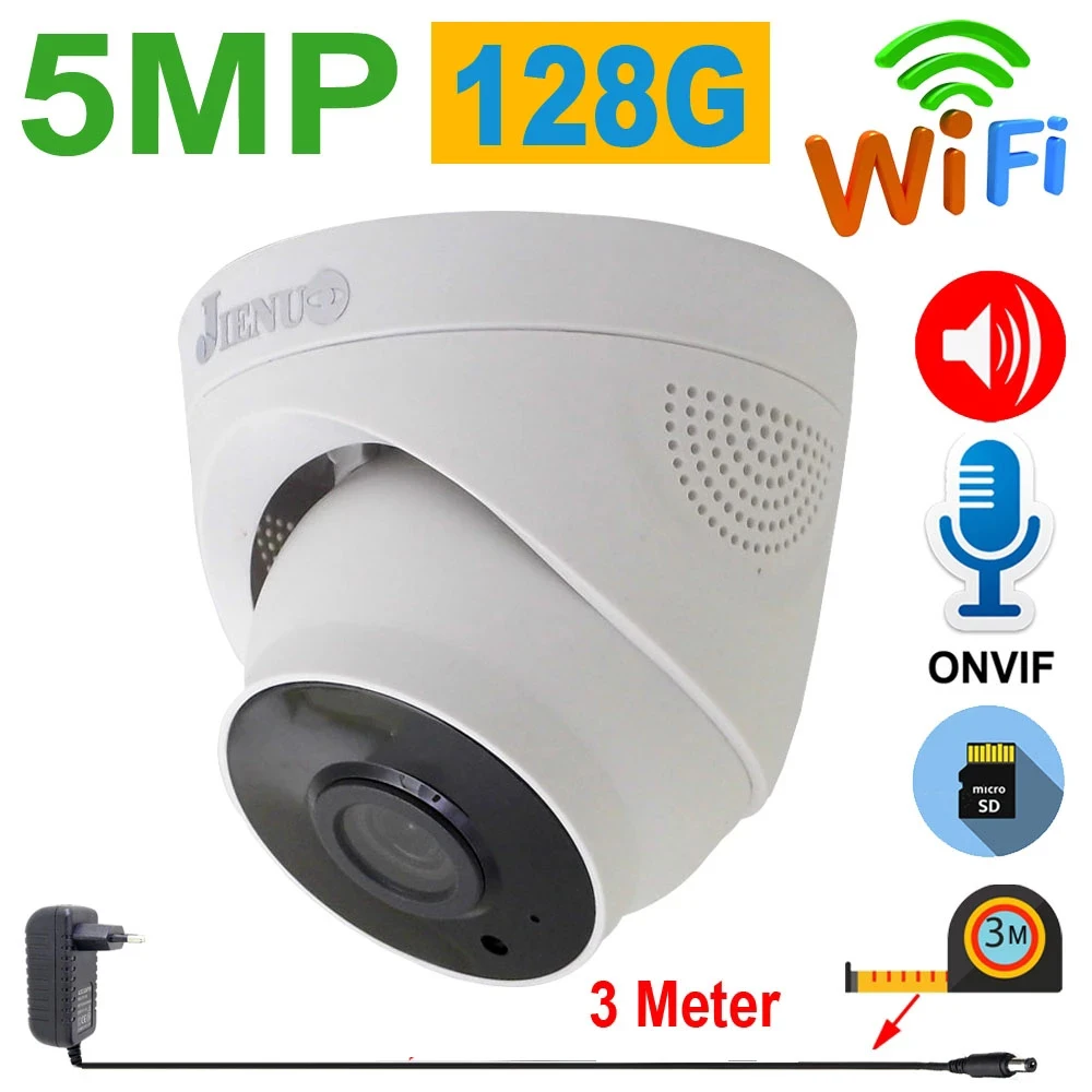 

JIENUO 5MP Wireless Camera IP 128G Two-Way Audio Indoor Cctv Security Video SD Card Slot IR Night Vision HD Onvif Wifi Home Cam