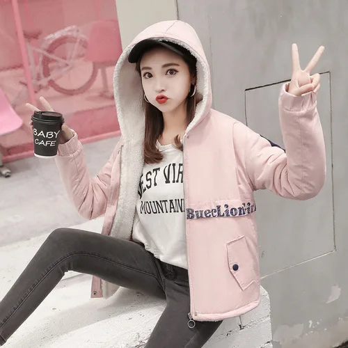 

Lambs Wool Coat GIRL'S Winter 2019 New Style Korean-style Mid-length Brushed And Thick Cotton-padded Clothes Junior High School