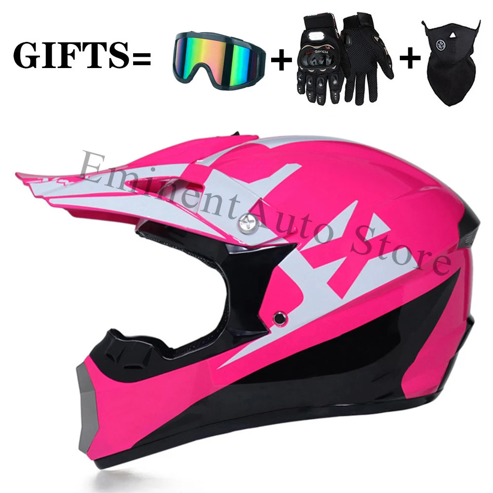 3 Gifts Racing Off-Road Full Face Scooter Motorcycle Helmet Motocross Riding Dirt Bike DOT Moto Casco Vintage