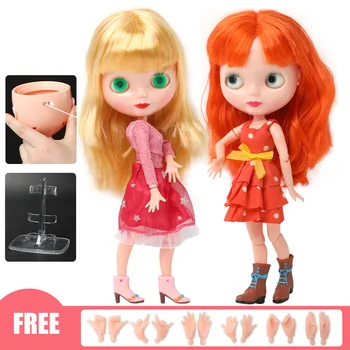 

30cm Fashion Blyth Doll Colour Long Hair Jointed BJD Dolls for Girl DIY Random Change Eyes Color Makeup Toys for Girls Gifts