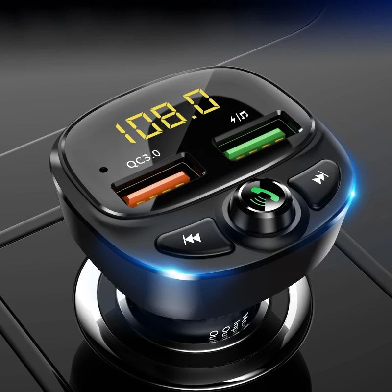 

Quick Charge 3.0 USB Car Charger For Phone FM Transmitter Bluetooth 5.0 Car Phone Charger Car Kit HandsFree TF Card Music Player