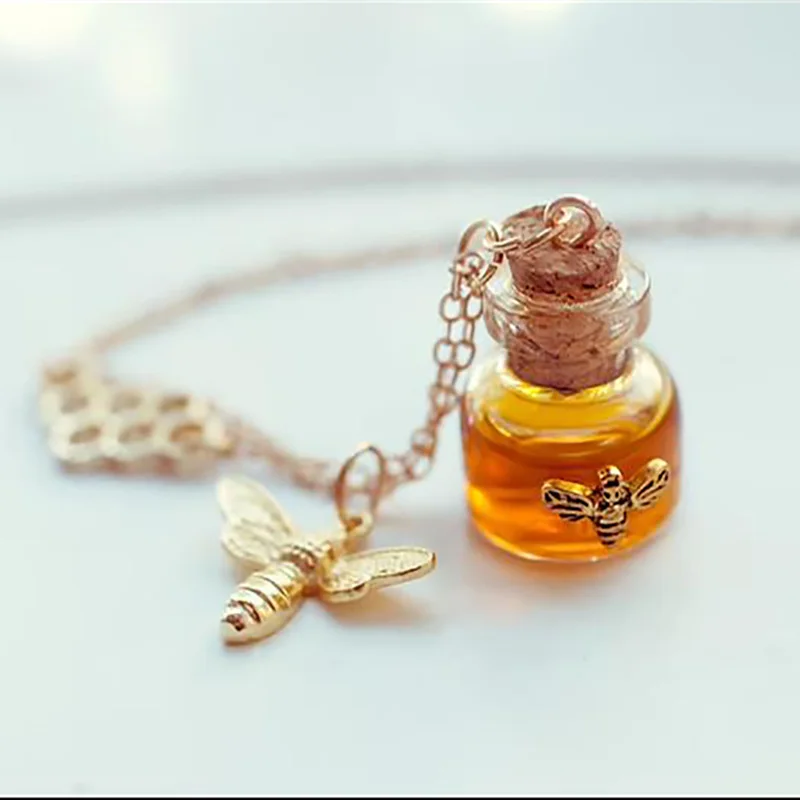 Honey Bee Potion Bottle Necklace