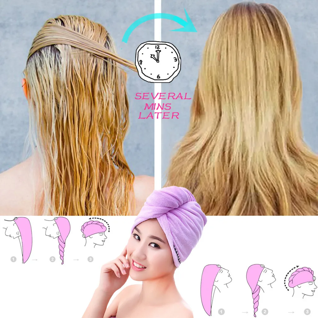 1pc Super absorbent Microfiber Rapided Drying Hair Towel Quick Dry Hat Wrapped Bathing Cap towels bathroom Hot F1015 | Дом и сад