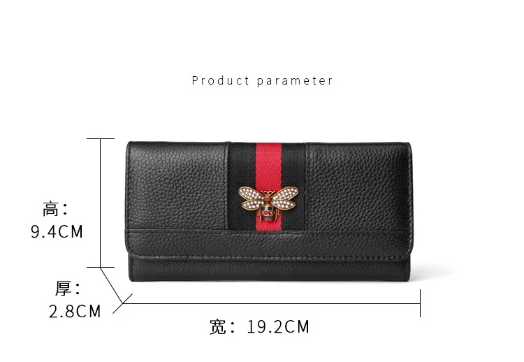 Женский дизайнерский кошелек из натуральной кожи известных брендов Пчелка кошелек Дамский Длинный кожаный кошелек роскошная женская Трехцветная сумка