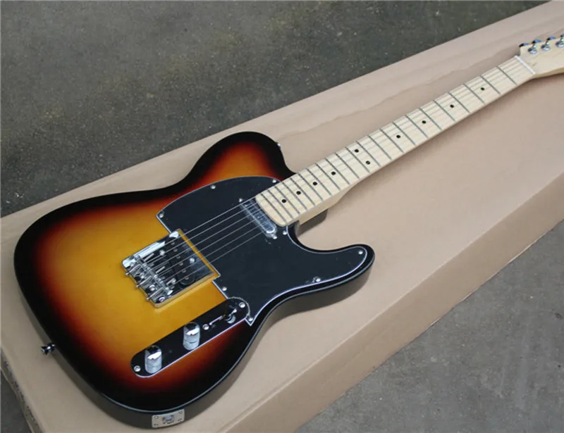 

6-String Electric Guitar,Tobacco Sunburst Color Body with Maple Fingerboard,Black Pickguard and can be Customized