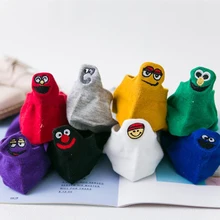 Летние Новые Женские однотонные хлопковые короткие носки с вышивкой и забавными рисунками носки-башмачки