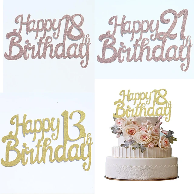 Happy Golden Birthday Cake Topper, Happy Birthday, 25th Birthday, 50th  Birthday, Gold Glitter Cake Topper 