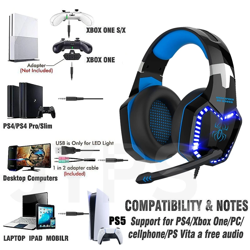 Gamer para Celular sobre a Orelha do Computador Fone de Ouvido Celular com Fio Fone de Ouvido com Microfone com Cancelamento de Ruído Gamer para Ps5 Fone Telefone Microfone Cancelamento de Ruído Estéreo Gaming Capacete Ps4 pc com - Image 6