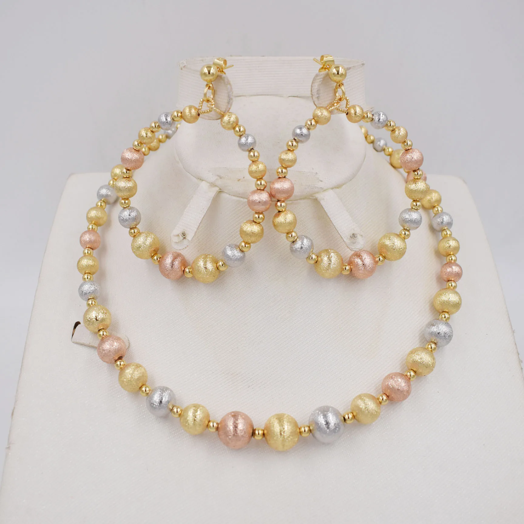 

High Quality Dubai Italy 750 Gold color Jewelry BIG Set For Women african beads jeweLry fashion necklace set earring jewelry Hig