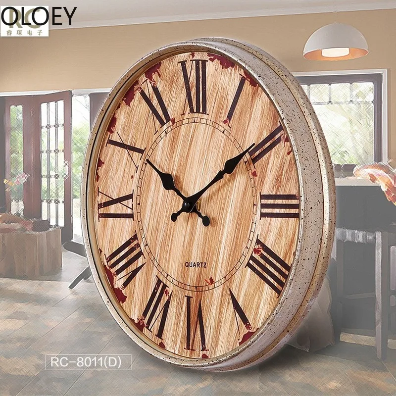 

Modern Design European Retro Large Wall Clock Metal Shabby Chic Clock Living Room Bedroom Home Decor Wall Watch Farmhouse Decor