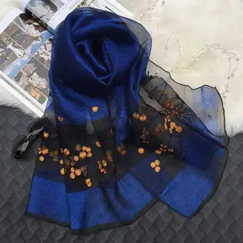 

Women Scarf High Quality Artificial Gray Silk Print Flower Competitive Price Fashion Long