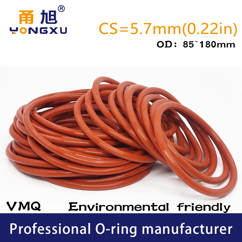 Красные силиконовые уплотнительные кольца/VMQ cs5.7 мм OD85/90/115/180*5 7 уплотнительное