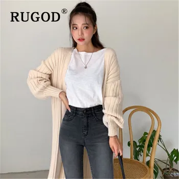 

RUGOD New winter warm sweater cardigans women loose long coat soft thicken knitwear korean casual fashion female elegant sweater