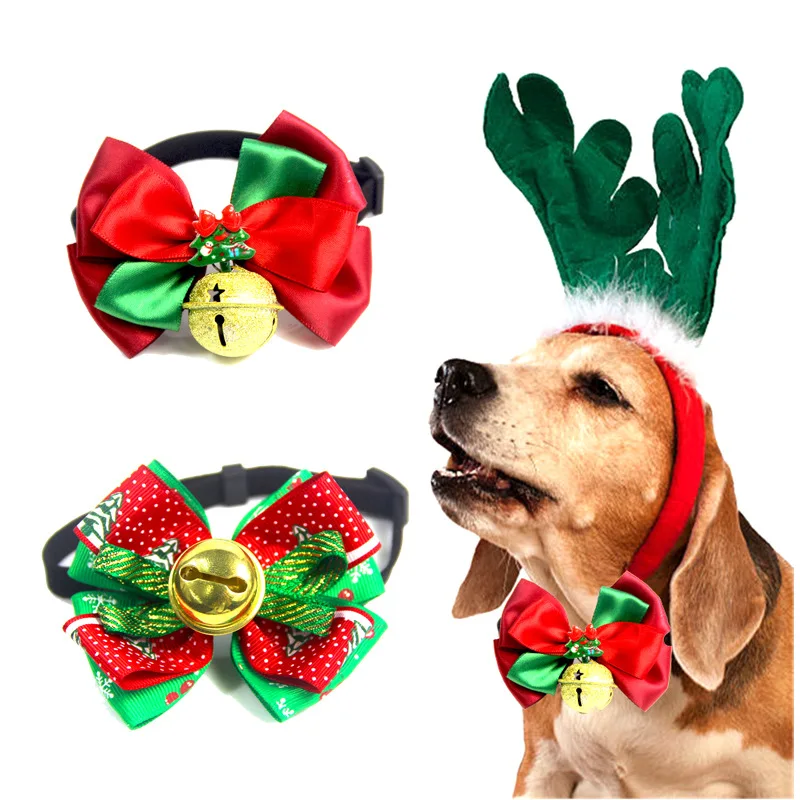 Ошейник для собак, Рождественский регулируемый галстук-бабочка банты для собак, кошек и собак, аксессуары для животных принадлежности