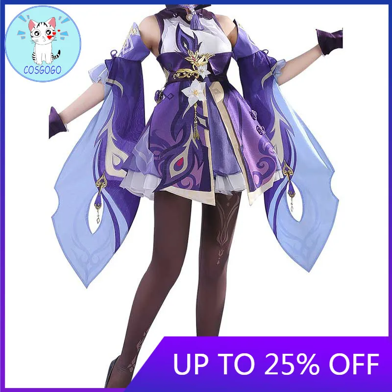 

Anime Genshin Impact Keqing Game Suit Purple Lovely Dress Gorgeous Uniform Cosplay Costume Halloween Party Outfit For Women New