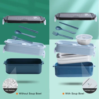 Stainless Steel Lunch Box Bento Box For School Kids Office Worker 2layers Microwae Heating Lunch Container Food Storage Box 5