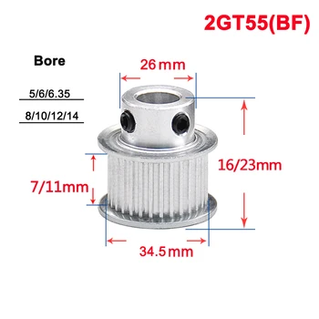 

1Pcs 2GT Timing Pulley 55 Tooth 60 Tooth Aluminum Convex Synchronous Wheel Gear Part For 3D Printers Width 7mm 11mm