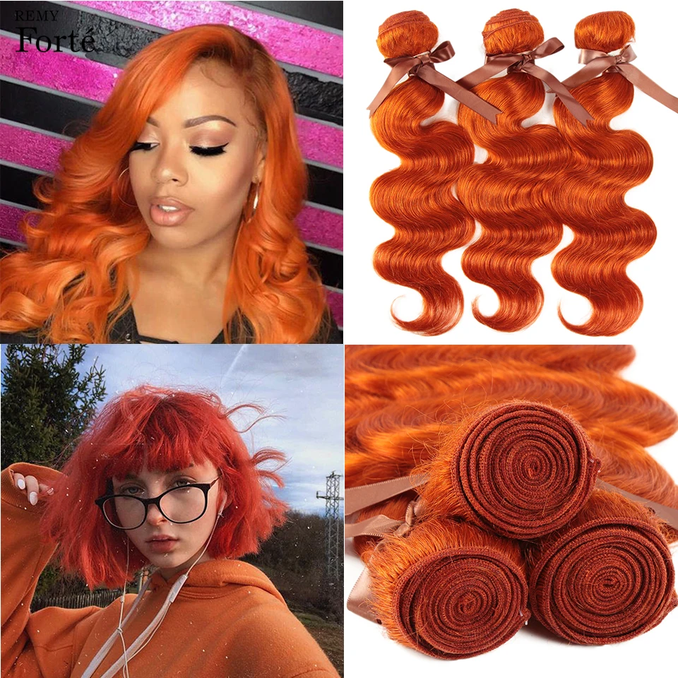 Bundles Human-Hair Body-Wave Orange Remy Forte Brazilian 100%Remy-Hair Hair-Weave Blonde
