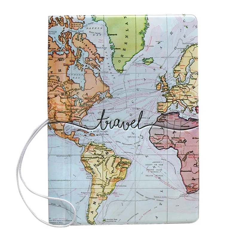 

DIKEDAKU Travel Map Creative Passport Cover Air Ticket Certificate Passport Holder Storage Protection Pvc Credit Card Bag