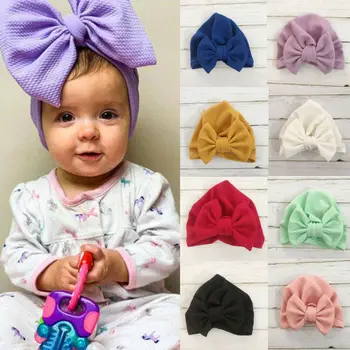

Cute Baby Hat Cotton Soft Turban Knot Girl Summer Hat Bohemian style Kids Newborn Cap for baby girls