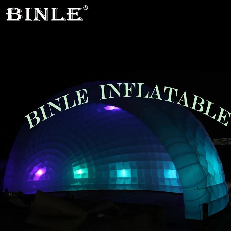 Advertising trade show 10m 32ftW giant inflatable half dome tent,inflatable luna tent with led lights for night club party