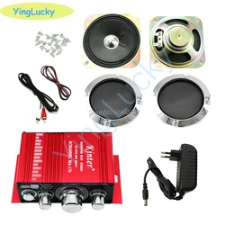 High-Fidelity Audio Stereo Amplifier Kit with 4-Inch Speaker for Arcade and Pinball Machines (ALL silver kit)