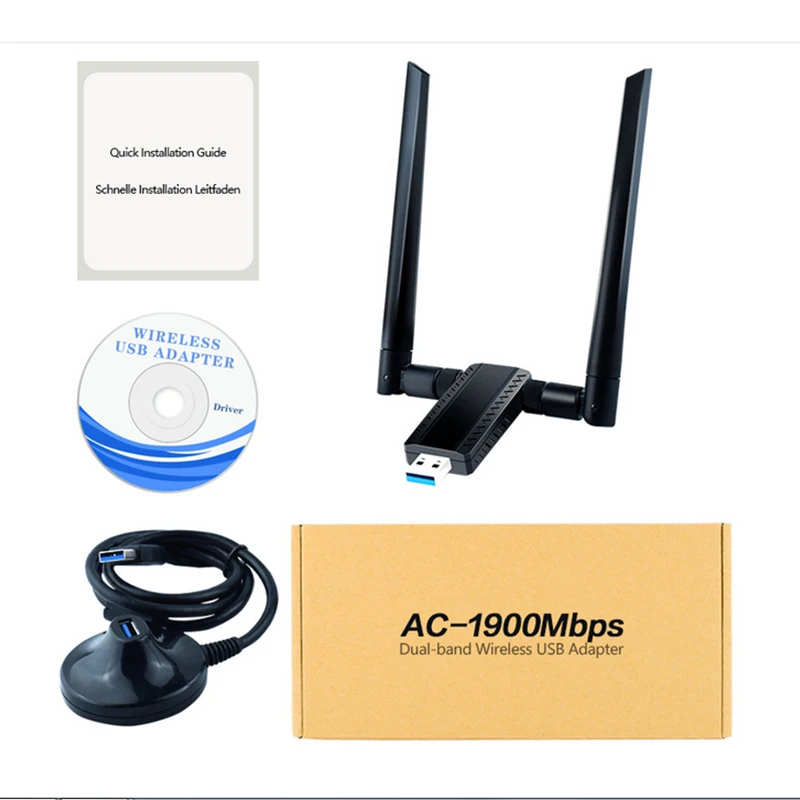 Wi Fi адаптер 1900 Мбит/с USB два диапазона внешний ресивер 802.11b/G/N|Сетевые карты| |