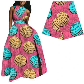 

Pink African Ankara Printed Real Wax Fabric For Women Party Dress DIY Sewing Material 6Yards Nigerian Real Wax Fabric