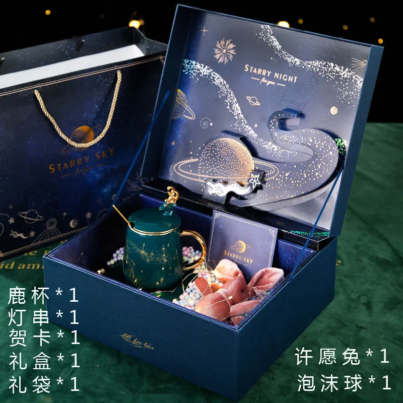 gift box Кофейная чашка, европейский светильник, Роскошный домашний Пномпеньский стиль, модная чашка, блюдце, набор, Офисная керамическая чашка, кружка с блюдцами - Цвет: gift box
