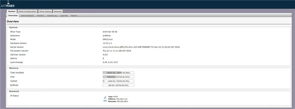 BITMAIN used AntMiner S9 SE 17TH/S With Power Supply BTC BCH Miner Better Than Antminer S9 13.5t 14t S9k S11 S15 S17 T9+ T15 T17-2
