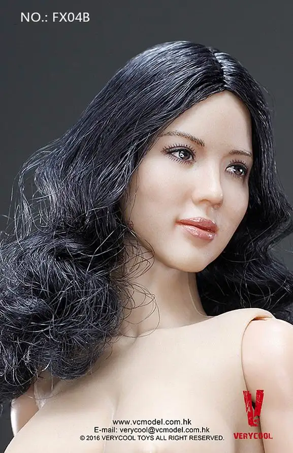 VERYCOOL FX04A/FX04B 1/6 азиатская Женская головка для резьбы с прямыми волосами и волнистыми волосами+ VC 3,0 наборы для тела с мягким корпусом груди - Цвет: FX04B