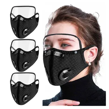 

Fashionable Solid Color Mask PM2.5 Breathable Mouth Mask Unisex Protection Mask With Eyes Shield Detachable reutilizable
