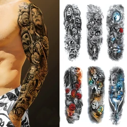 11 Designs Waterproof Temporary Tattoo Stickers Full Arm Large Skull Old School Tatoo Stickers Flash Fake Tattoos for Men Women