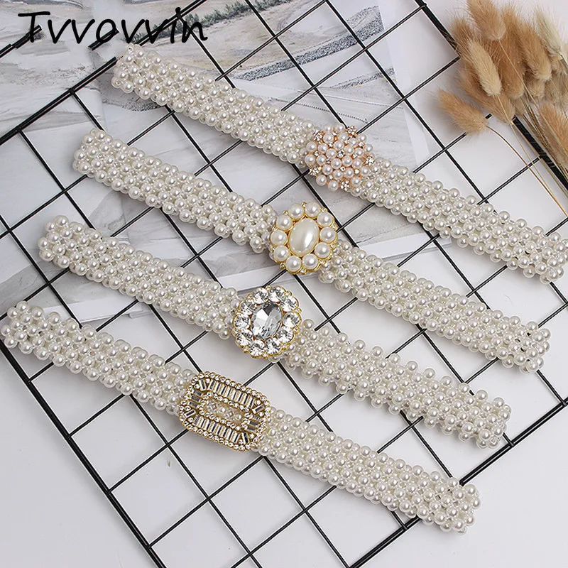 

TVVOVVIN 2019 New Autumn Winter Pearl Split Joint Square Temperament Personality Long Belt Women Fashion Tide All-match C710